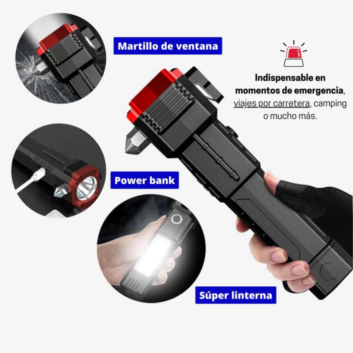 Linterna Multifuncional 4 En 1 Recargable Garantías